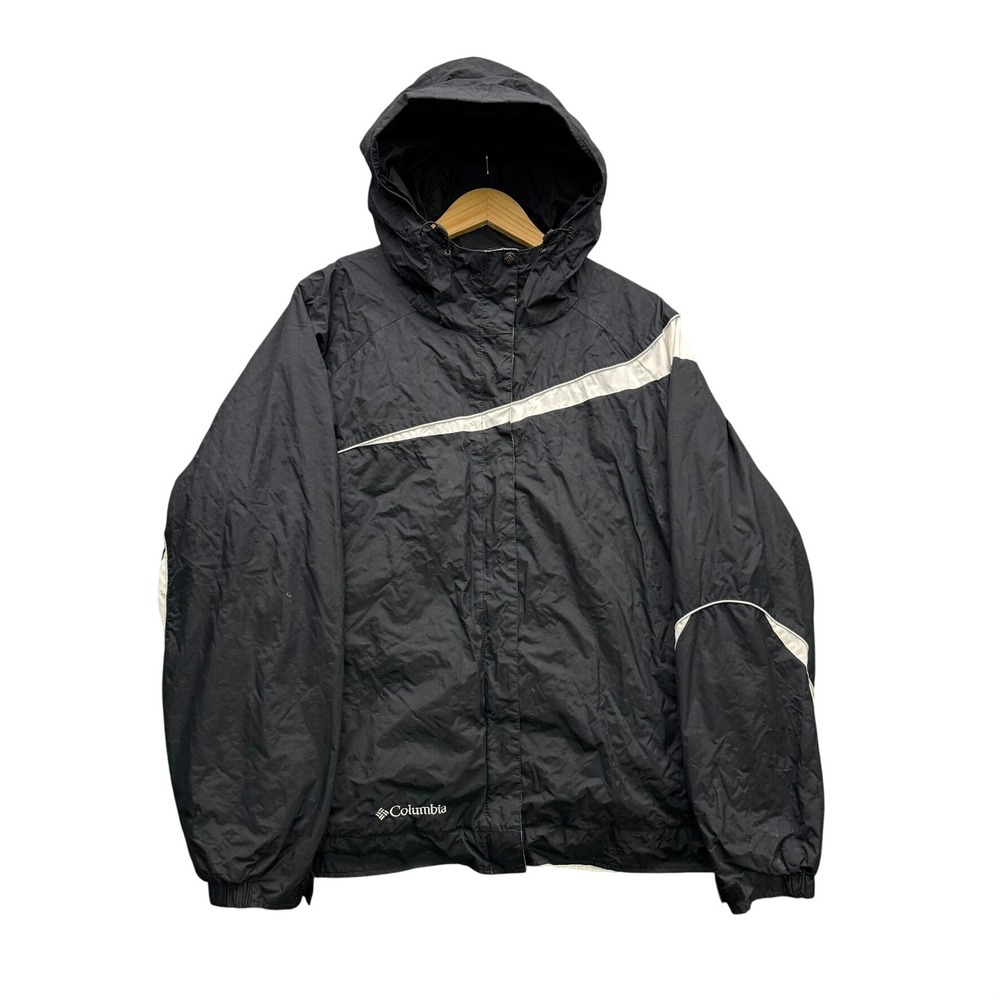 Columbia Water Resistant Jacket Women's Size 3X Black White Hooded Outdoor